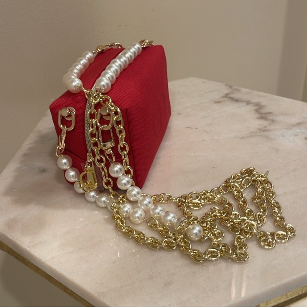 Christian Dior red canvas cosmetics bag to shoulder bag - Picture 3 of 16